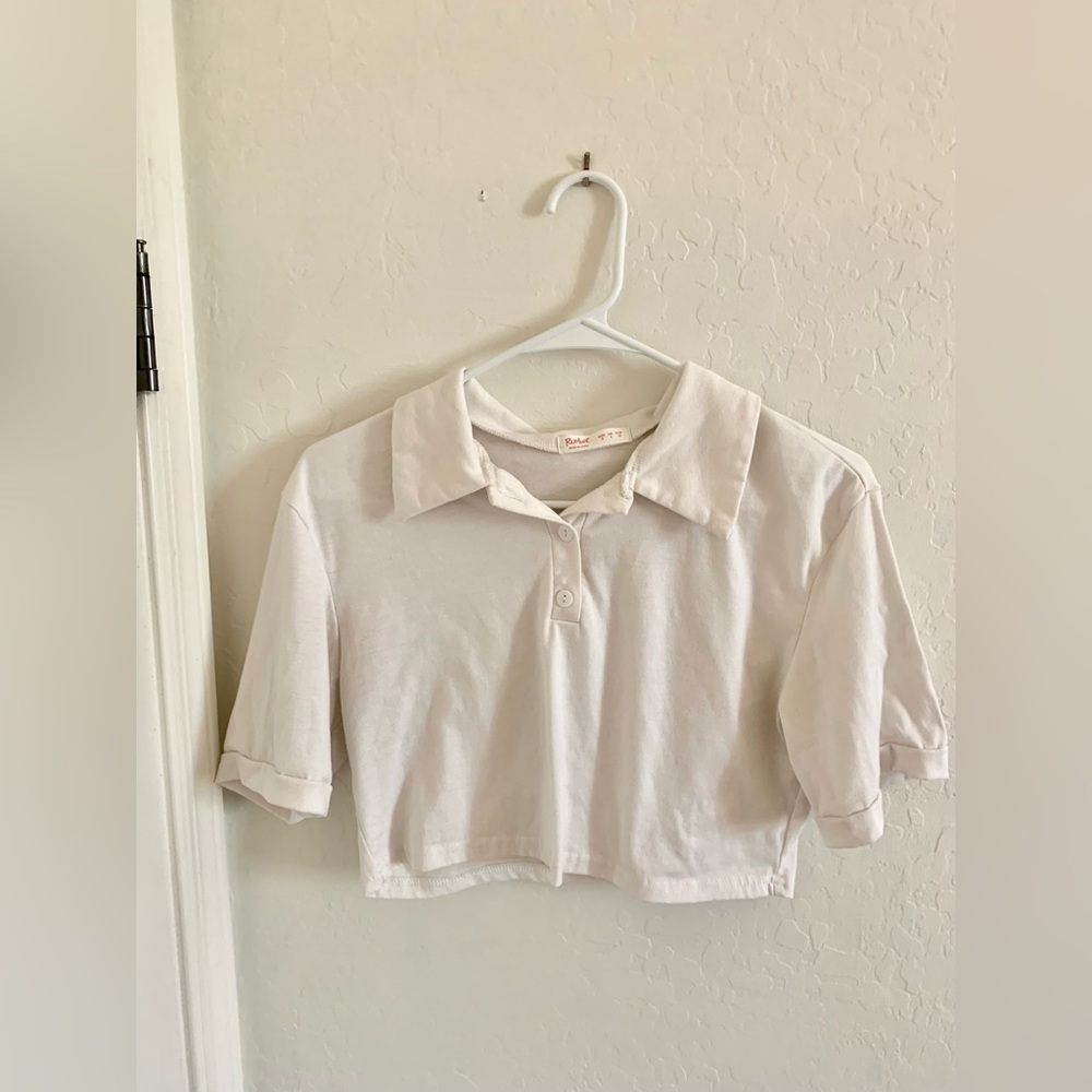 White collared crop top